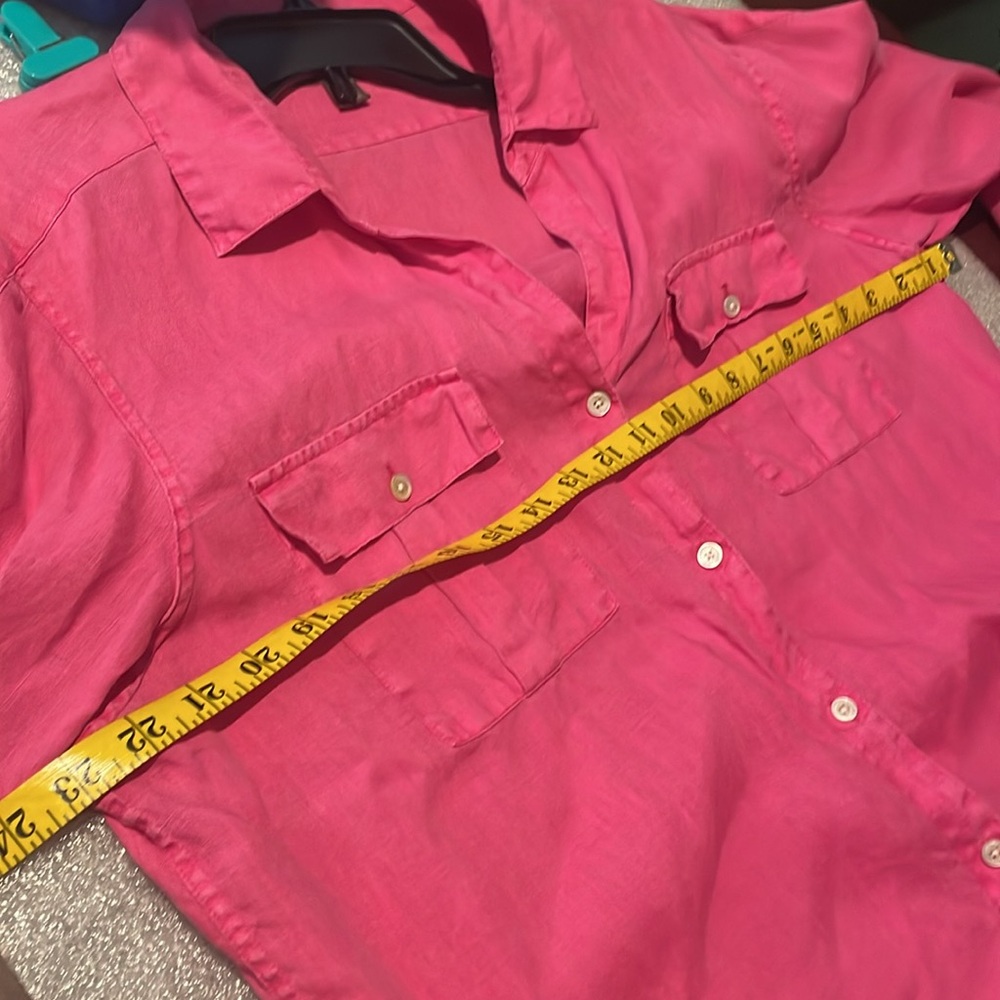 Tommy Bahama Women's Pink Two Palms Linen Easy Shirt Pink XL - Picture 9 of 10